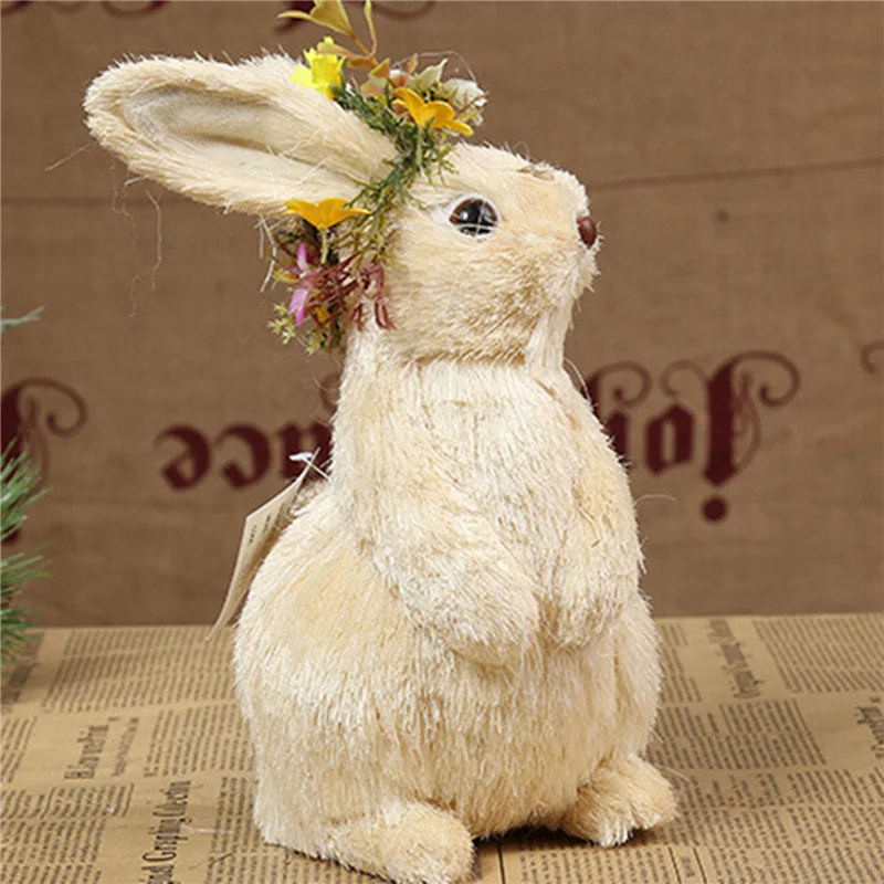 

Creative Easter Bunny Decoration Cute Straw Rabbit Home Decorative Ornaments Gift for Mother Kids Friends Decoration