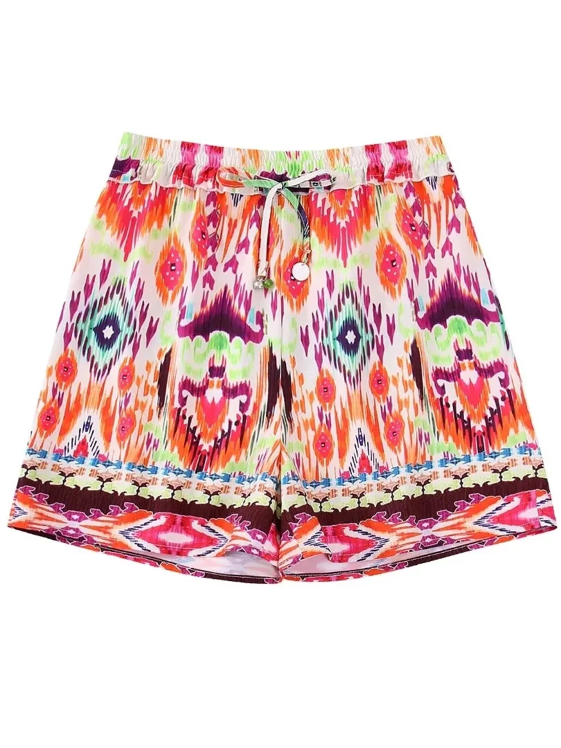 

2022 Summer Women Fashion With Print A-Line Skirts New Lace Up High Waist Individuality Casual Female Bottoms Mujur