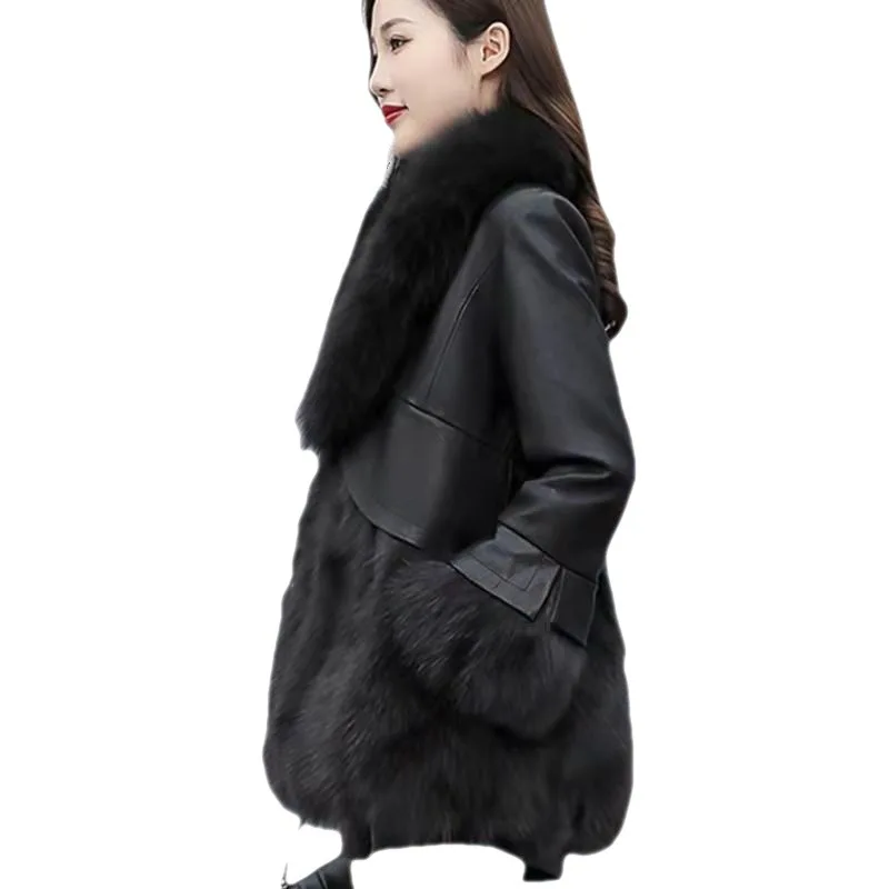 New Product Women Coat Coats Fur Mink Fur Thick Winter High Street Other Slim Real Fur Fur Coat Women