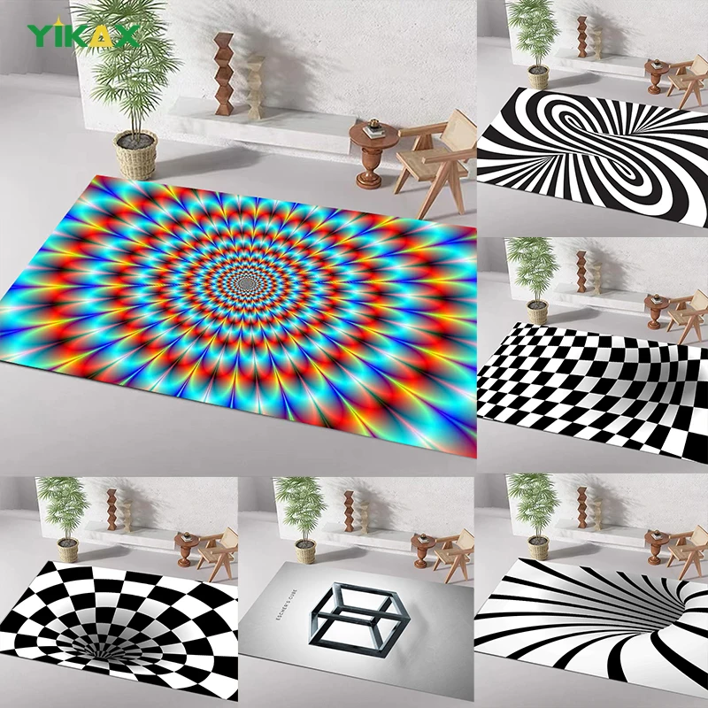 3D Иллюзия Вихря Ковровый Входной Ковер Абстрактный Геометрический Оптический Коврик Не скользящий Декоративный Ковер для Гостиной