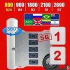 5-полосный Усилитель сотового сигнала europe Five, репитер 3g 4G 5G band20 800 МГц B7 Band7 2600 МГц 30 дБ, комплект всенаправленной антенны