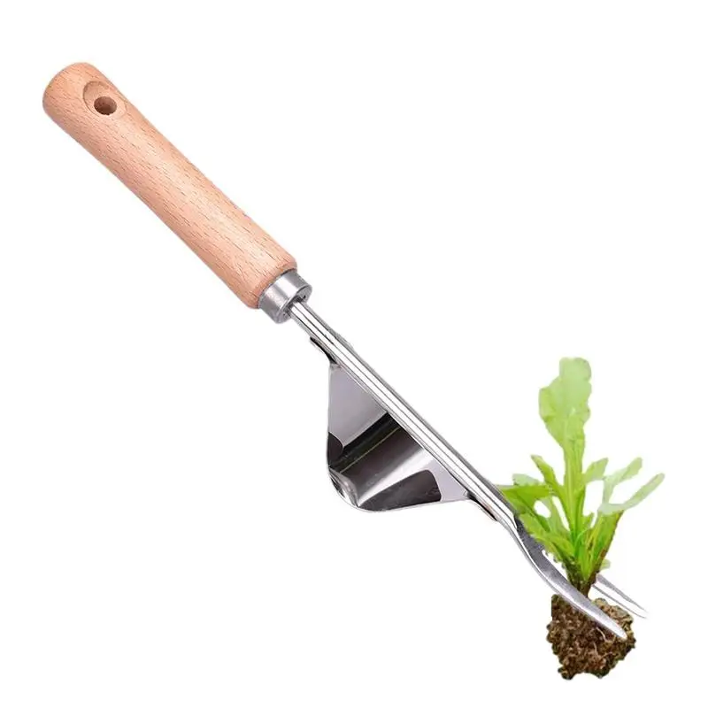 Steel Root Extractor Wooden Hand Weeder Removal Machine Weed Puller Garden Grass Puller Long Handle Tools Weed Removing Tool