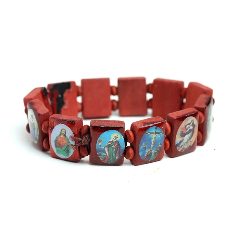 

Fashion Stretch Catholic Icon Bracelets Saint Jesus Virgin Mary Religious Unisex Bracelet 3-color 264E