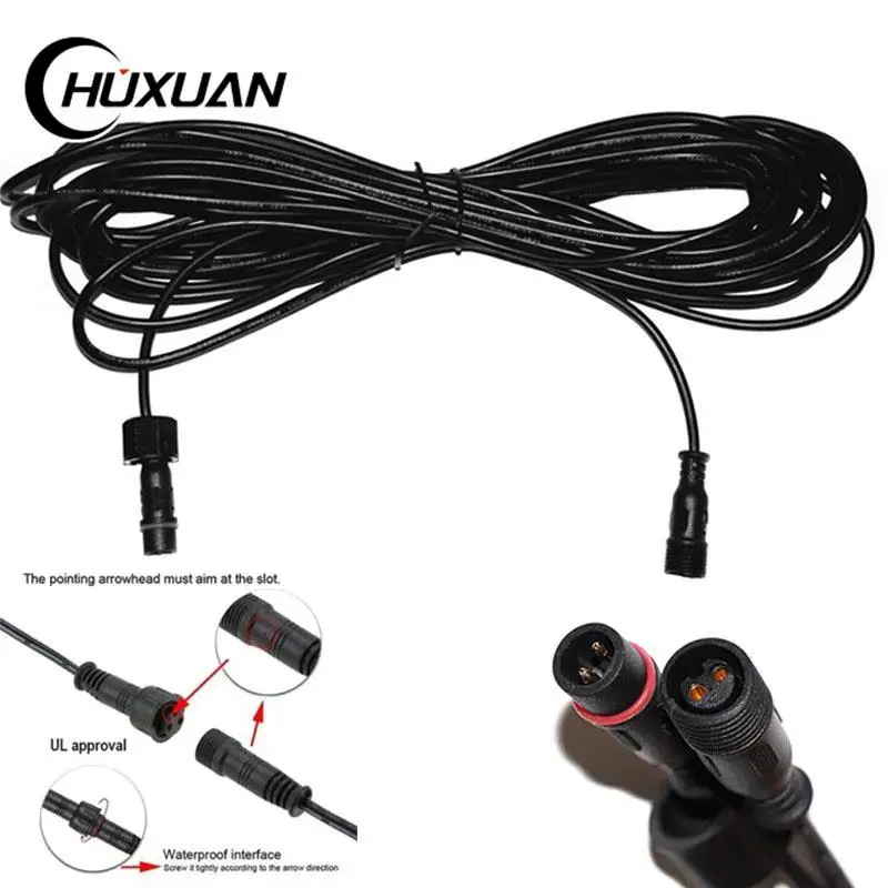 

5m Double hole Plug Led Solar Light Extension Cable Waterproof Outdoor Floodlights Street Light Wire Lamp Cord
