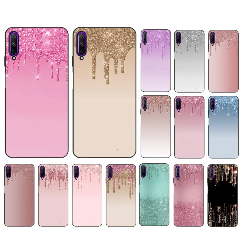 

Dripping Glitter Pink Blue Black Gray Phone Case For Huawei P50 Pro P30 P40 Lite P40Pro P20 lite P10 Plus Mate 20 Pro Mate20 X