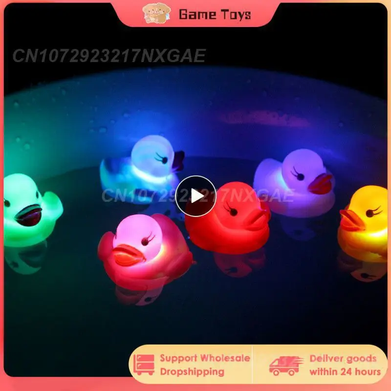

1~10PCS LED Water Sensor Luminous Duck Floating In Water Flashing Little Duck Baby Bathing In Water Toy Duck