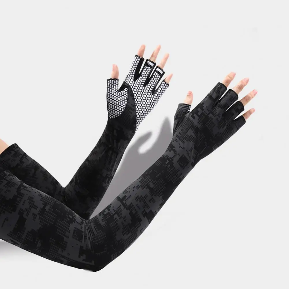 

1 Pair Safe Half Finger Arm Protection Sleeve Anti-slip Silicone Arm Protection Sleeve Quick Drying for Fishing