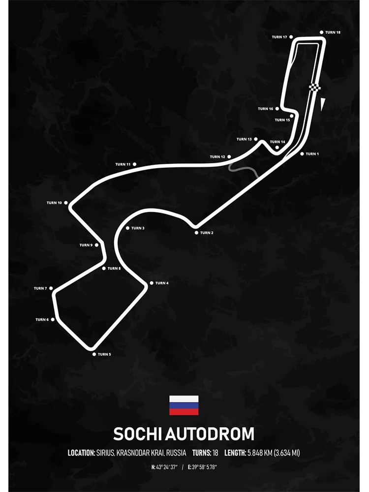 

F1 Трек Карта 2023 Сезон Печать на холсте