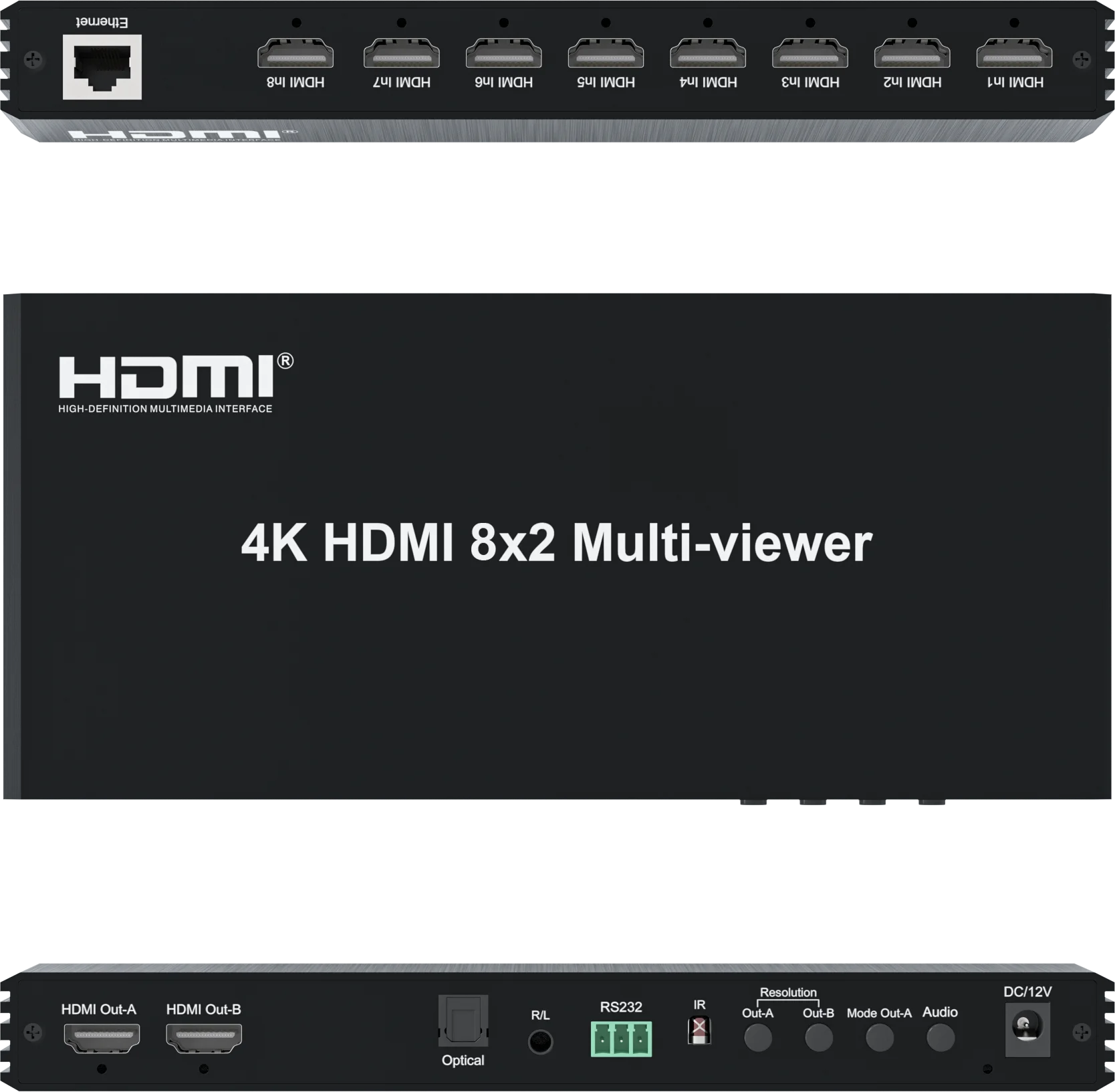 Фото Мультипросмотр HDMI с четырехэкраном, 4K, 60 Гц, 8x2, бесшовный переключатель HDMI, 8 входов, 2 выхода, 8-канальный мультиплексор видео, мультиверы №1