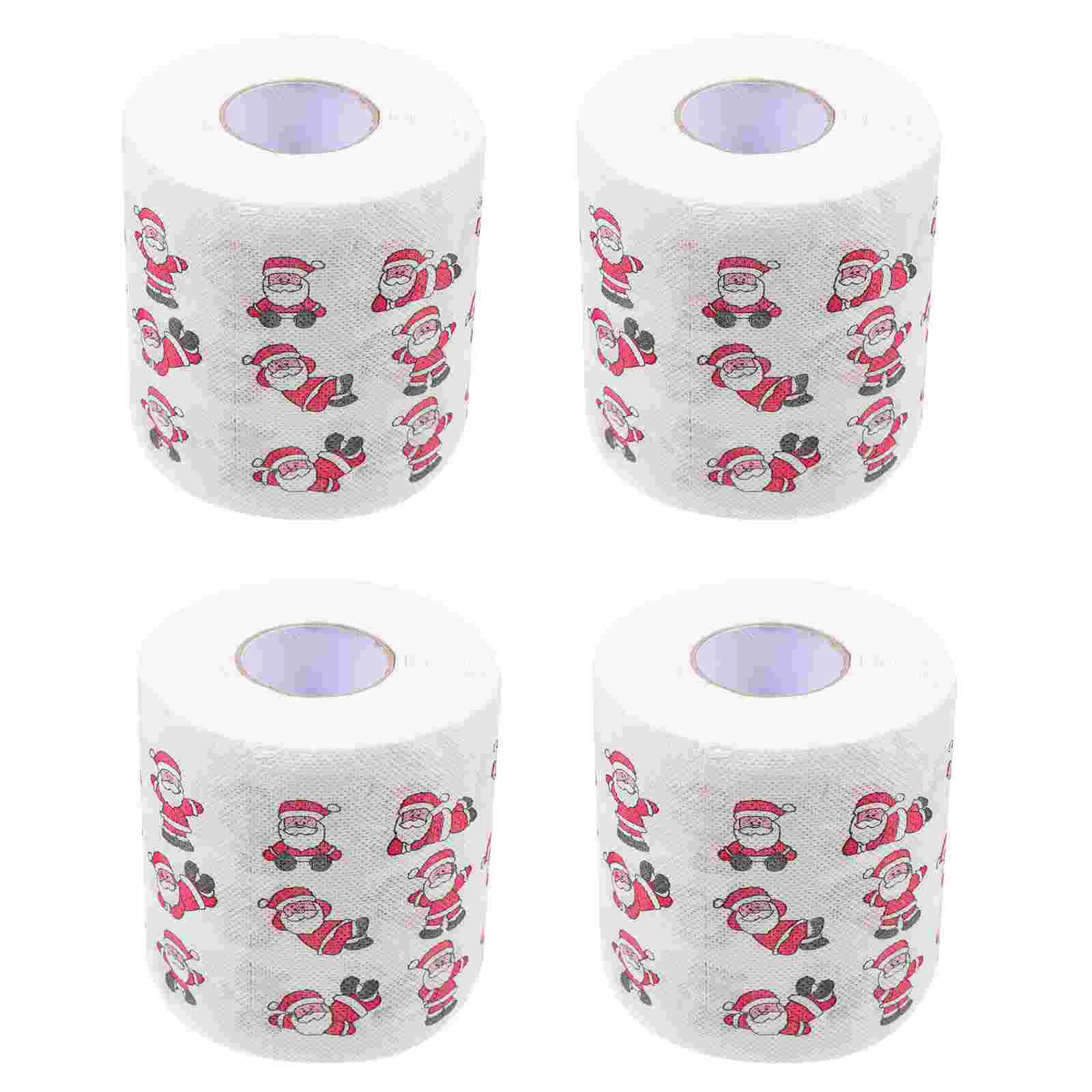 

4 Rolls Christmas Pattern Facial Tissues Napkins Novelty Toilet Papers