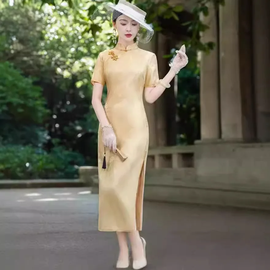 Высококачественное Cheongsam Qipao 2024 новое летнее улучшенное китайское платье из