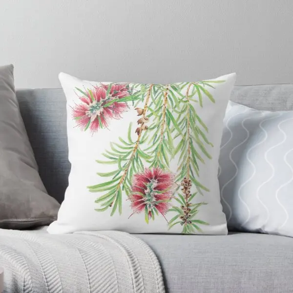 

Мягкая декоративная наволочка Bottlebrush в виде ветки с акварельным принтом, наволочка для автомобильной подушки для кровати, не включает в себя одну сторону