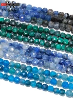 natural stone 4mm malachite kyanite apatite turquoise handmade faceted cube loose beads for diy jewelry making bracelet necklace