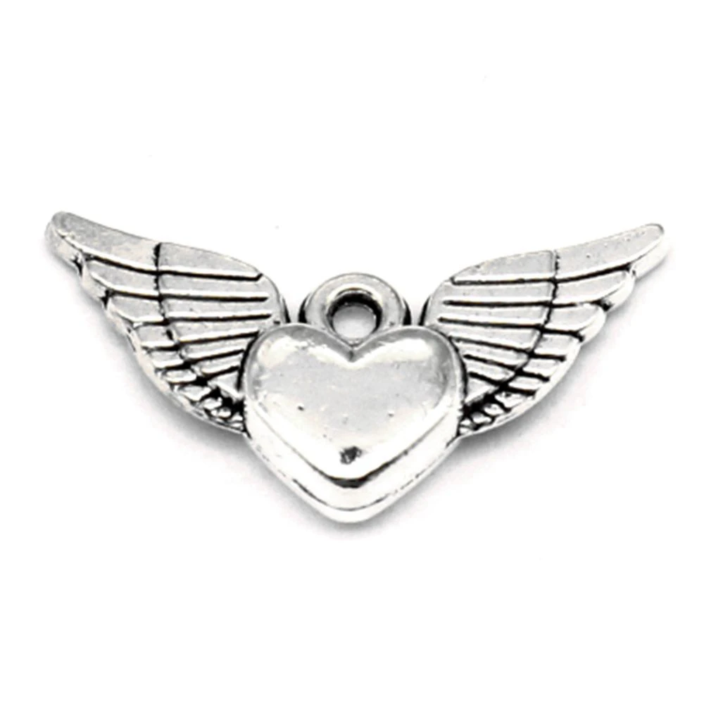 

Love Heart Wings Charm For Making Jewelry Diy Finding 30pcs 14x25mm