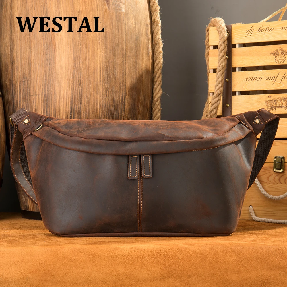 

WESTAL Fashion Men's Genuine Leather Messenger Bag Men Crossbody Shoulder Bags Vintage Cow Leather Male Casual Sling Bag Satchel