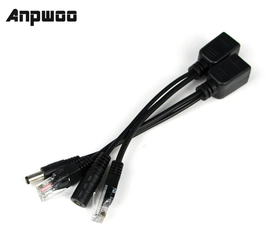 

10pcs(5pair) POE Splitter POE Switch POE Cable adapter Tape Screened 5V 12V 24V 48V Power Supply Cable 5.5*2.1mm