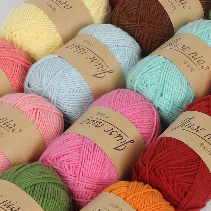 

5pcs 50g/ball 4 Strands Milk Cotton Handmade DIY Knitting Yarn Cotton Wool Doll Baby Line Yarn for Knitting Wool Yarn