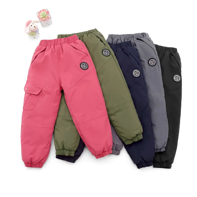 Купи Autumn And Winter Boys And Girls Keep Warm Down Pants Thick Overalls For Children Baby's Clothes Suitable For Sport Pure Color за 1,303 рублей в магазине AliExpress