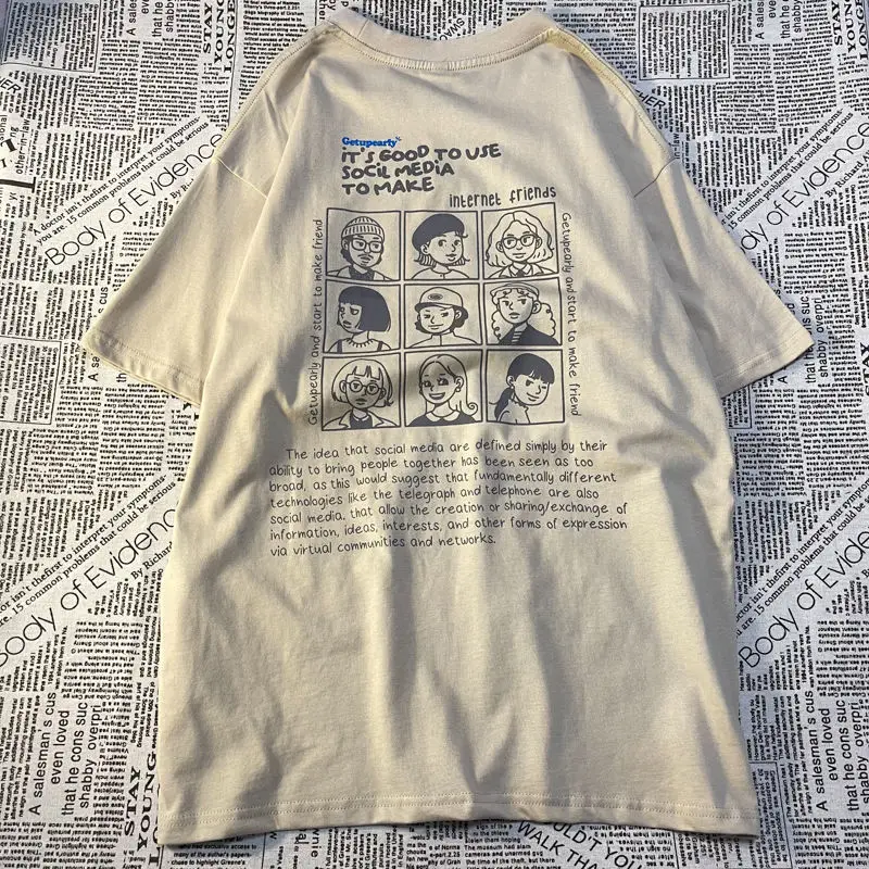 SMVP 2022 летняя новая футболка с короткими рукавами и принтом в стиле ретро женская