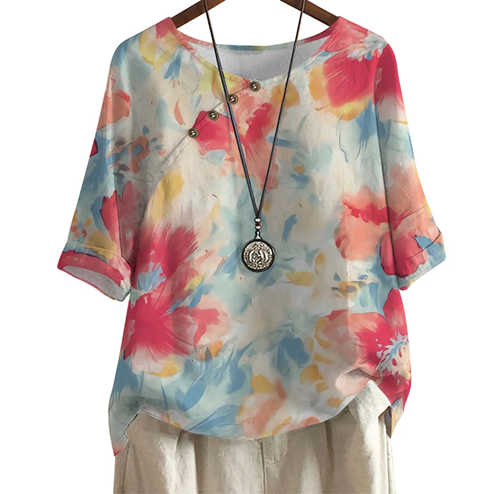 CLOOCL женская футболка со средним рукавом футболки с акварельным большим