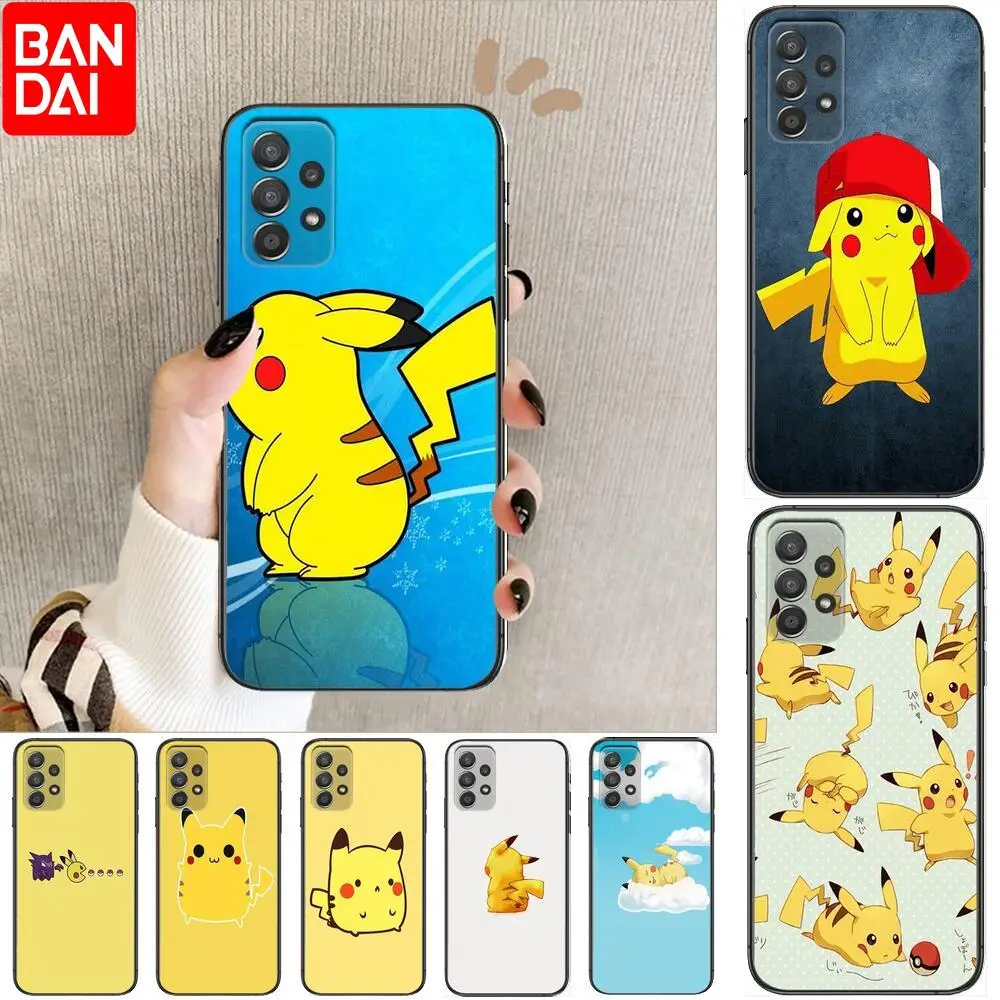 

Cartoon Pikachu Cute Phone Case Hull For Samsung Galaxy A70 A50 A51 A71 A52 A40 A30 A31 A90 A20E 5G a20s Black Shell Art Cell Co