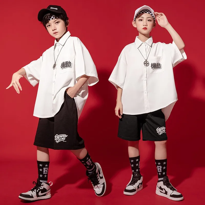 

Teenage Summer Hip Hop Clothing Short Sleeve Shirt & Shorts For Girls Boys Jazz Dance Costume Streetwear Clothes 6 8 10 12 14 Y
