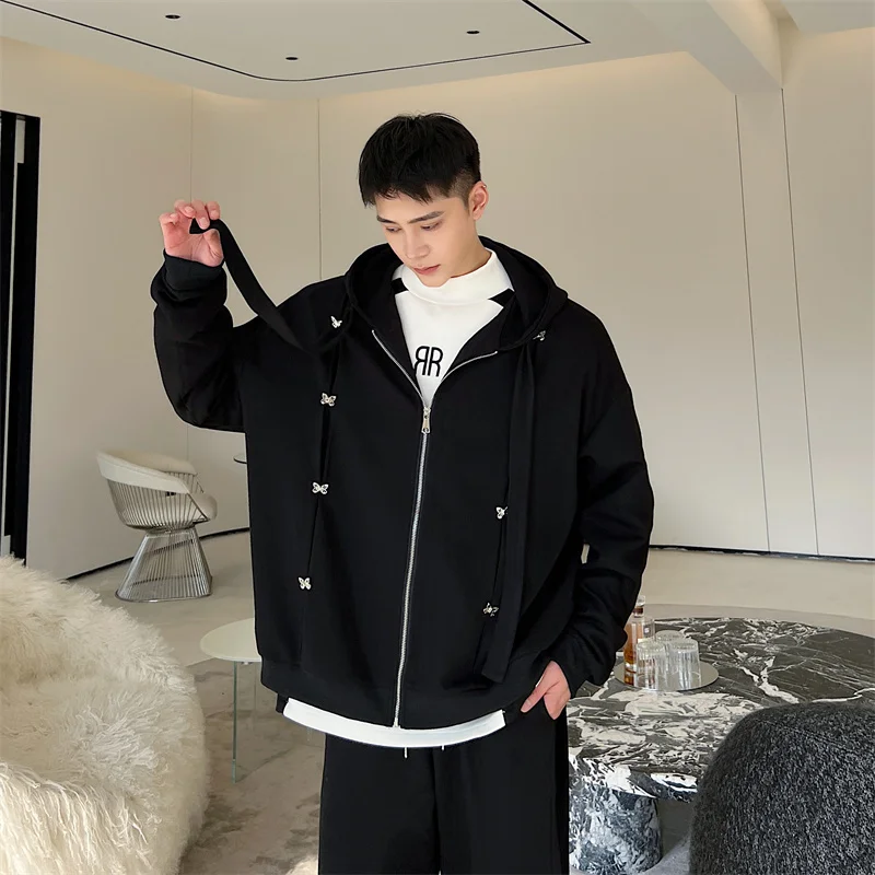 

SYUHGFA Men's Hoodies Solid Color Korean Fashion Casual Male Sweatshirts Hooded Desgin 2023 Spring Trendy New Sweatshirt Tops
