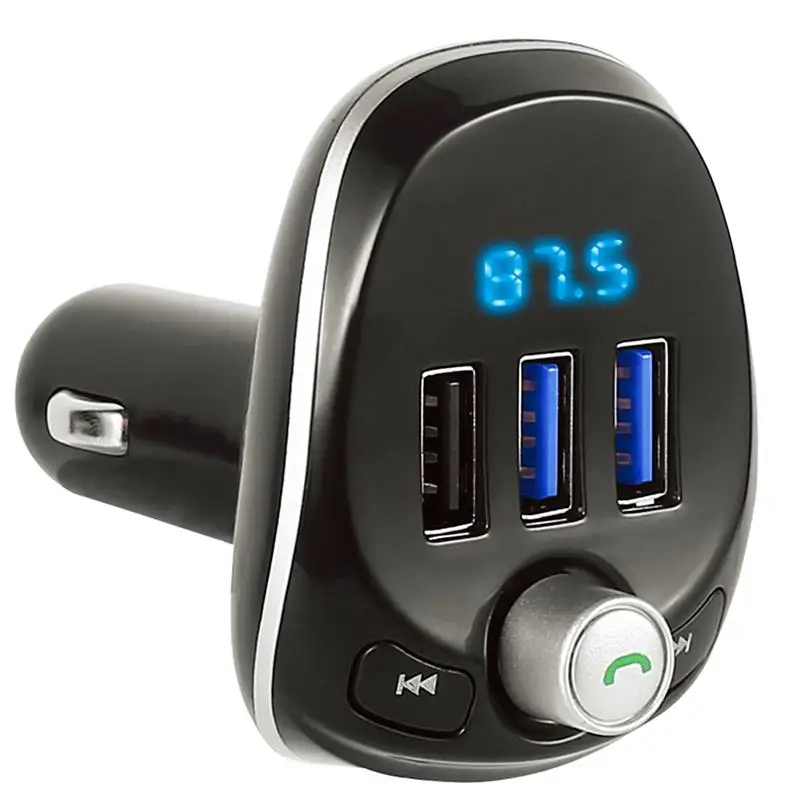 PIXLINKQuick Charge 3 Port USB Car FM Transmitter RGB Blue tooth 5.0 Handsfree Car Kit