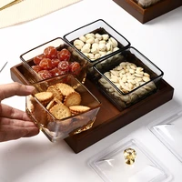creative division fruit glass platter wedding grain dessert plate candy biscuits bowls and dishes table desktop storage tray new