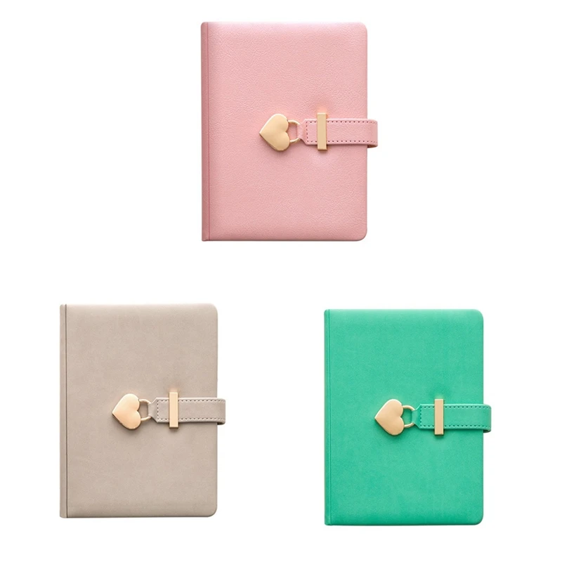 

Notebook Personal Diary with Lock Heart Shaped Key PU Leather Note Book for Weekly Planner School Stationery