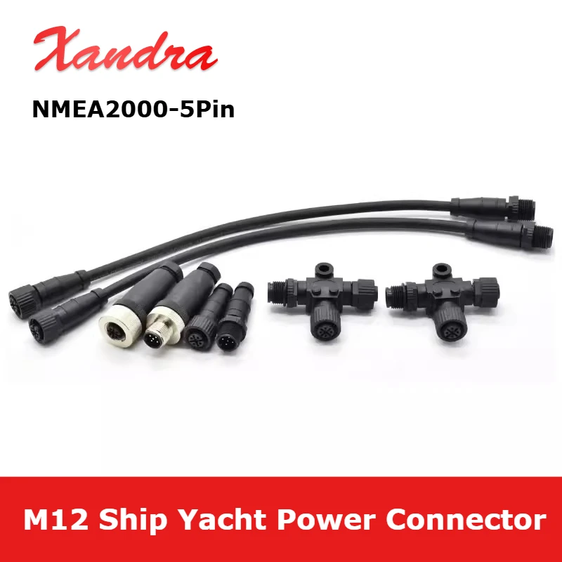 Фото Водонепроницаемый Т-образный разъем M12 5-контактный, конвертер NMEA2000, IP67, 3/6 портов, автомобильные аксессуары, 250В, 3-позиционный, для судов и яхт, силовой разъем, клемма №1