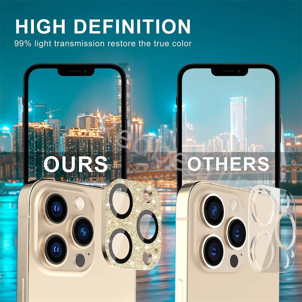 50pcs Glitter Camera Protector for iPhone 14 Pro Max Metal Ring Lens Glass on for iPhone 14 Plus 14Pro max Protective Cover