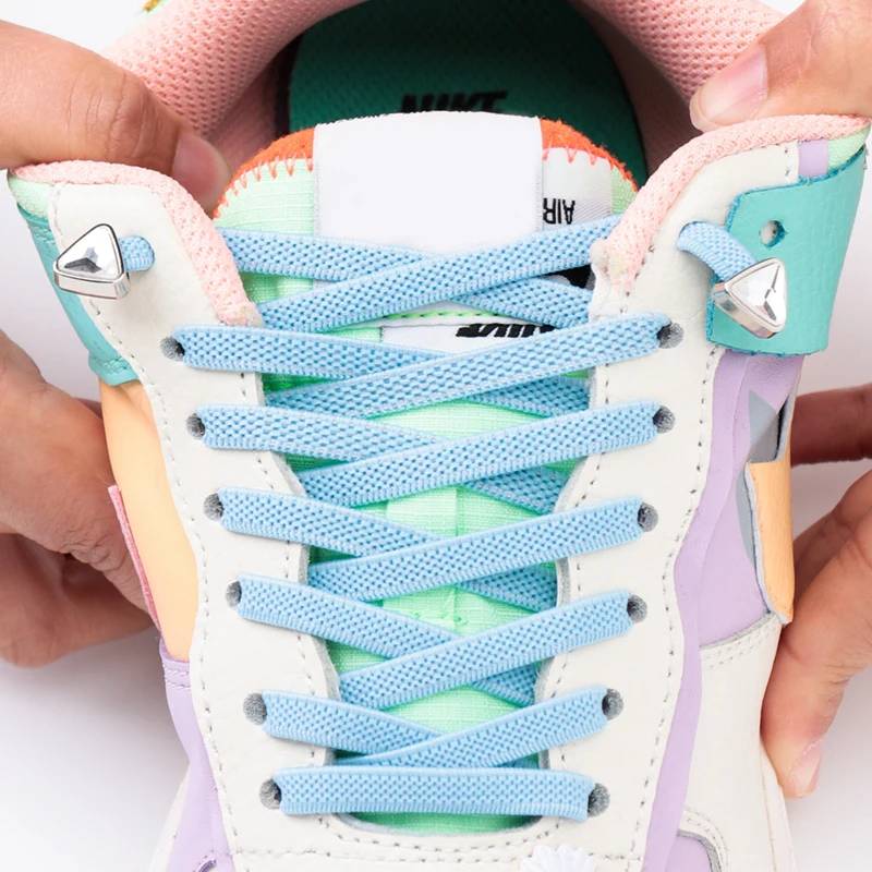 

No Tie Shoe Laces For Sneakers Elastic Shoelaces Flat Diamond Buckle Lazy Shoe Lace Quick put on and take off Accessories