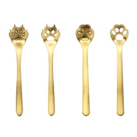 304 stainless steel creative dog claw cat claw hollow coffee spoon cartoon cat and dog stirring spoon dessert spoon