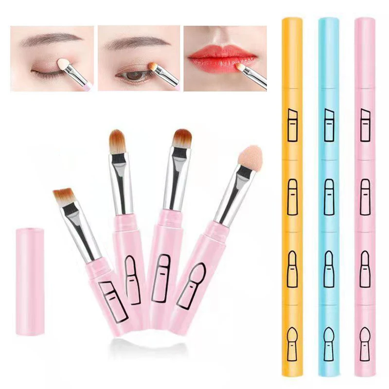 

Professional 4 in 1 Makeup Brush Portable Retractable Eyeliner Brush For Lip Eye Shadow Brush Travel Outdoor Beauty Tools