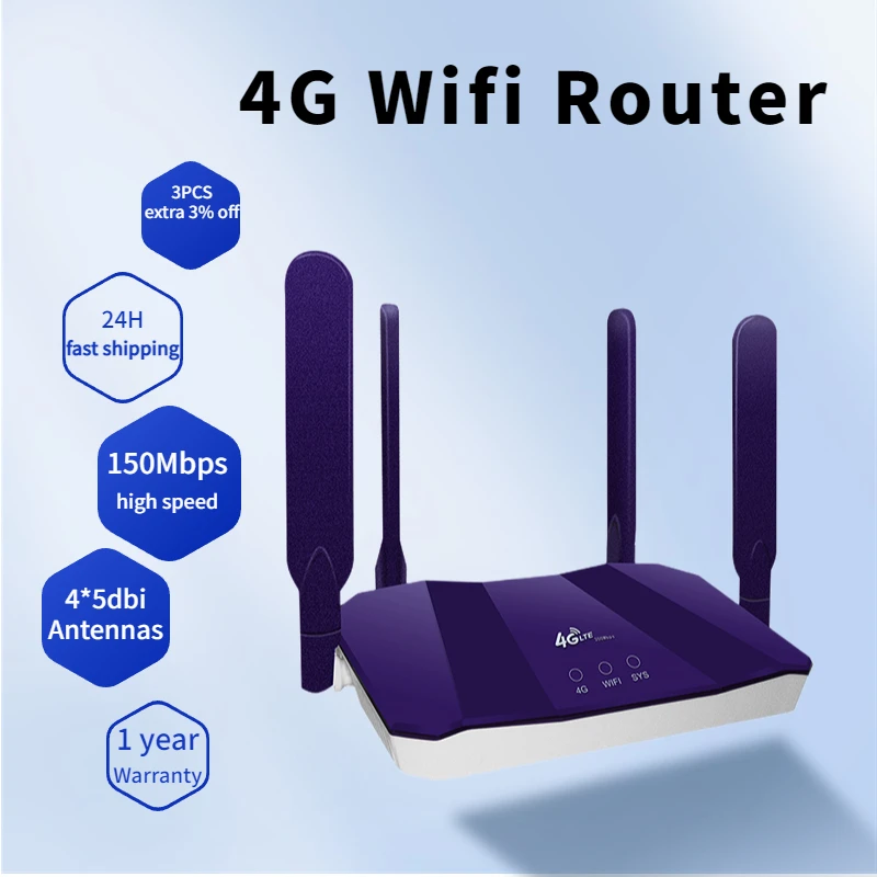 

Unlock 4G Router Wifi 150Mbps Wireless LTE Router Modems Dongle Wi-Fi 3G WAN/LAN RJ45 Port CPE Mobile Hotspot With SIM Card Slot