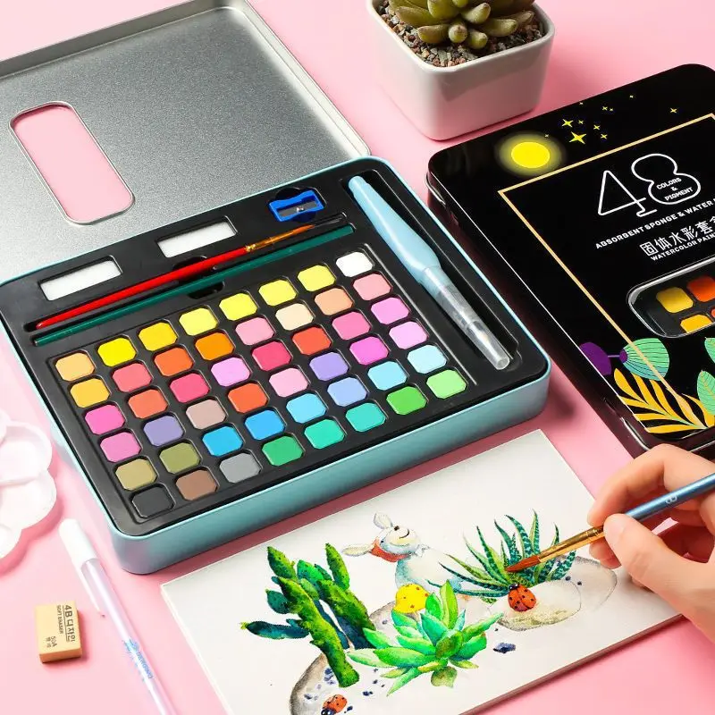 

Однотонный акварельный пигмент полный набор для начинающих и студентов 24/36/48 цветов профессиональная художественная живопись акварельный пигмент