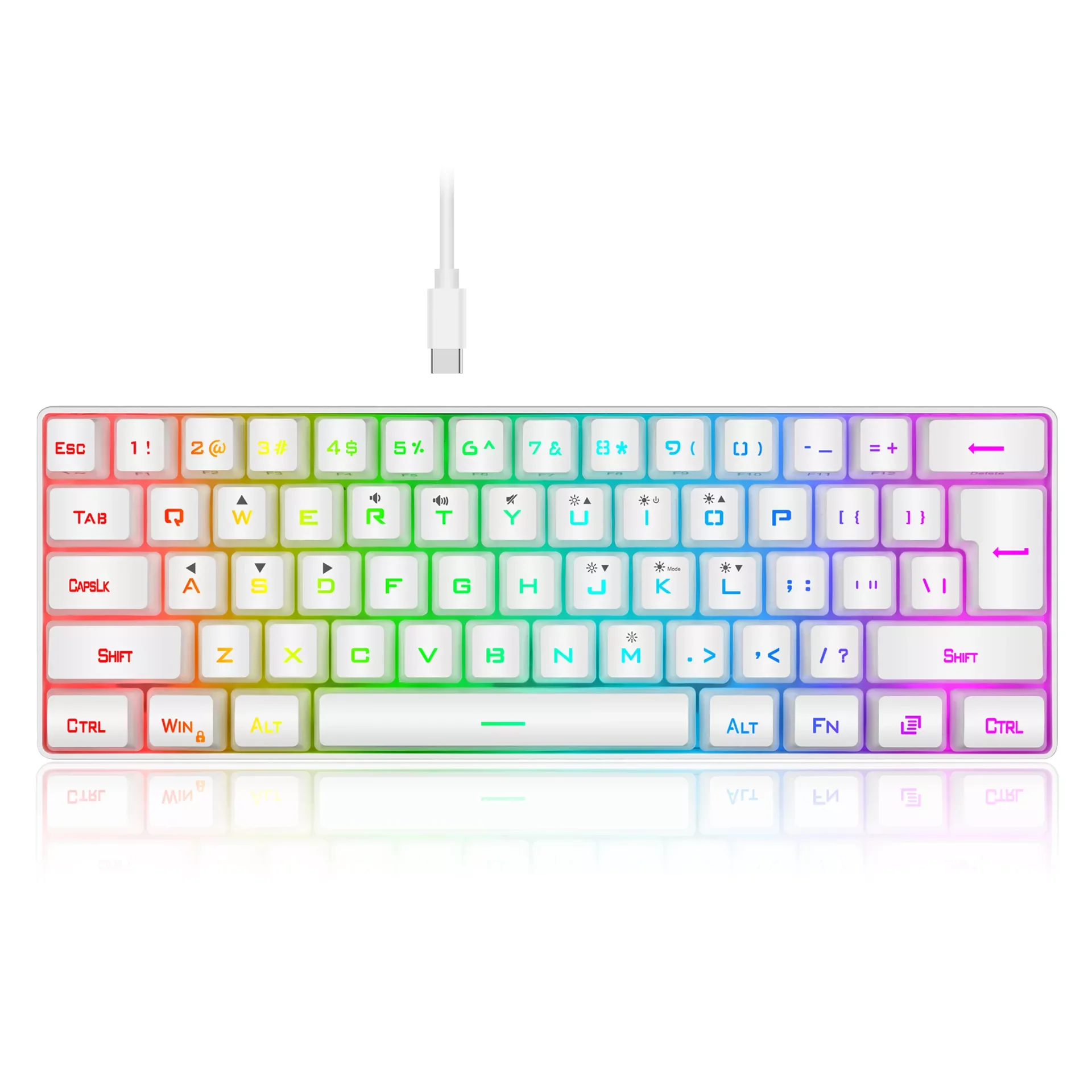 

RedThunder 60% Gaming Keyboard, 61-Key Multicolor RGB Emitting LED Backlight Wired Gaming Keyboard, Mini Compact 60% Keyboard