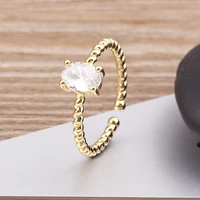 aibef light luxury geometry aaa zircon opening adjustable gold plated ring new french charm womens simple wedding ring jewelry