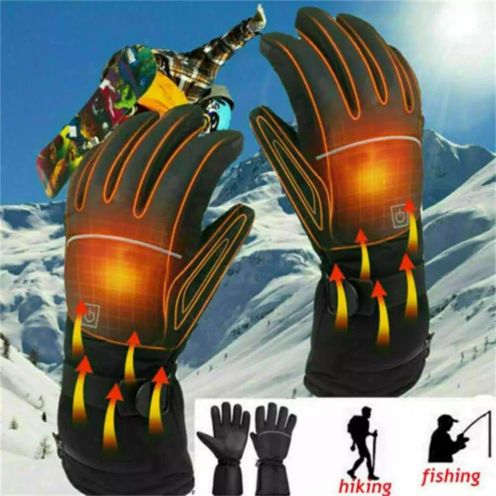 Enlarge Motorcycle Winter Heated Gloves Electric Battery Powered Bike For Cycling Skiing Climbing Hand Warmer Heating Gloves Waterproof