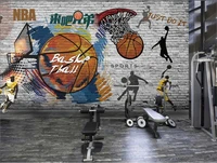 custom mural 3d photo wallpaper on the wall basketball sports fitness brick wall home decor wallpaper for walls in rolls