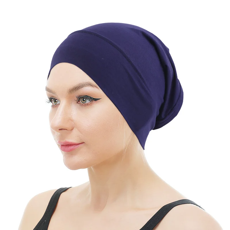 

New women Cotton Muslim Underscarf Inner Tube Cap Stretch Jersey Hijabs Caps slamic Underscarf Bottom Hat Headwear Bonnet Hat