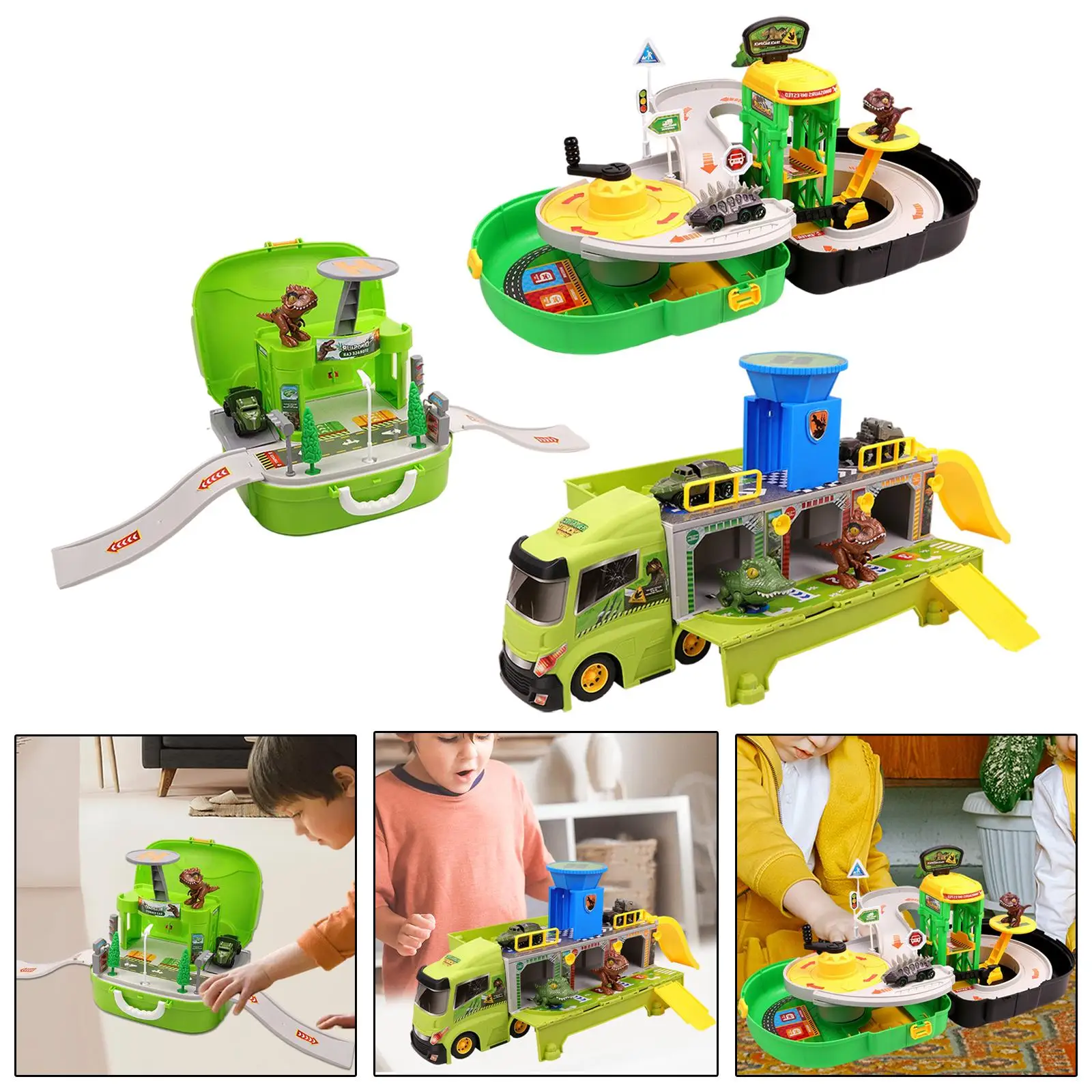 

Dinosaur Storage Truck Race Car Track Dinosaur Storage Car for Collection