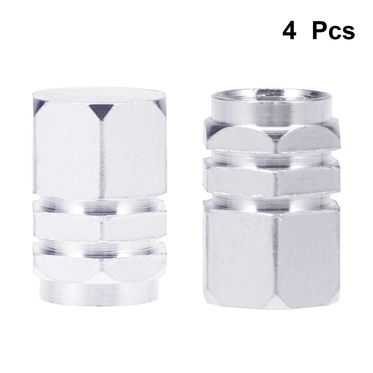 

4 Pcs Aluminum Alloy Car Tire Stem Caps Round Style Air Covers (Silver)