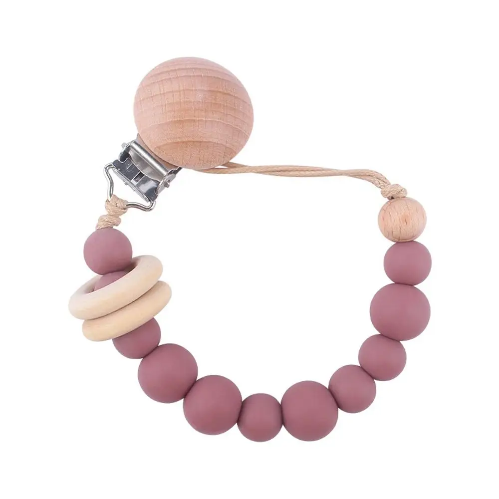 

Useful Beech Wood Multi-color Beads Wooden Food Grade Baby Pacifier Chain Pacifier Clips Chains Lanyard Molar Chain