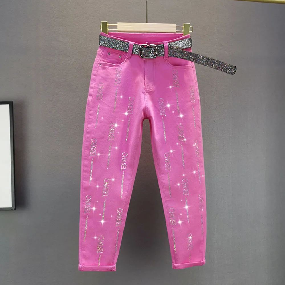 Джинсы женские с завышенной талией Модные свободные Стрейчевые брюки-карандаш