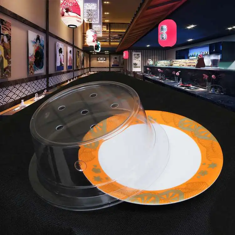 

100pcs Plastic Lid For Sushi Dish Buffet Conveyor Belt Sushi Reusable Transparent Cake Dish Cover Restaurant Accessories