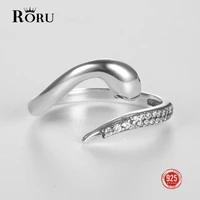 roru women silver ring 925 fashion inlaid zircon dainty elegant snake rings personality crystal rings animal fine jewelry