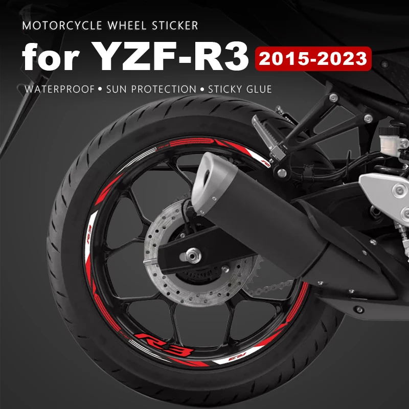 

Motorcycle Wheel Stickers YZF R3 2023 Waterproof Rim Decal for Yamaha YZF R3 Accessories YZFR3 2015-2022 2019 2020 2021 Strip