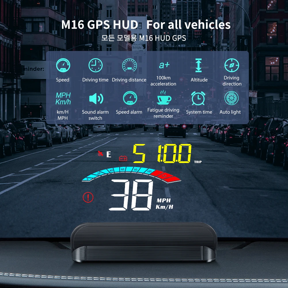 

Автомобильный дисплей на лобовое стекло ISINWHEEL M16 с GPS